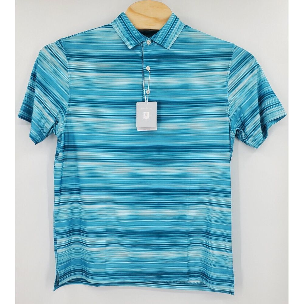Hickey Freeman Aqua Golf Polo Shirt Men's Size Large Wicking UPF Ret $94 New